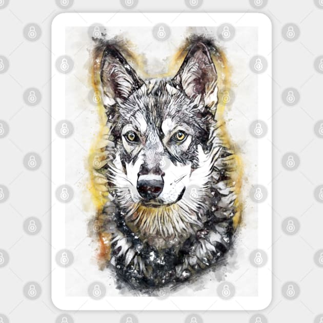 American Alsatian / Dire Wolf Watercolor Abstract Portrait Sticker by Naumovski